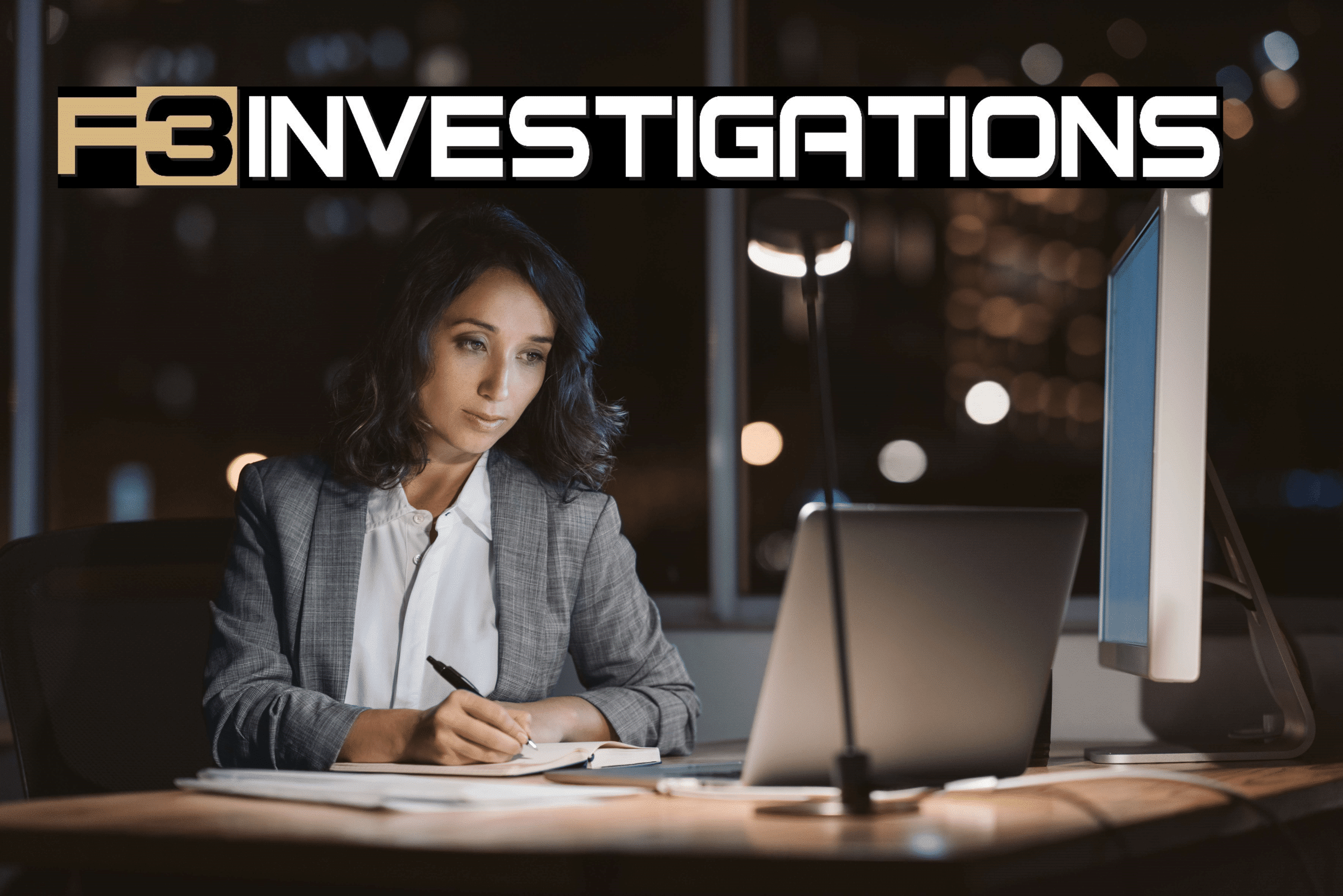 Businesswoman working on laptop at night office
