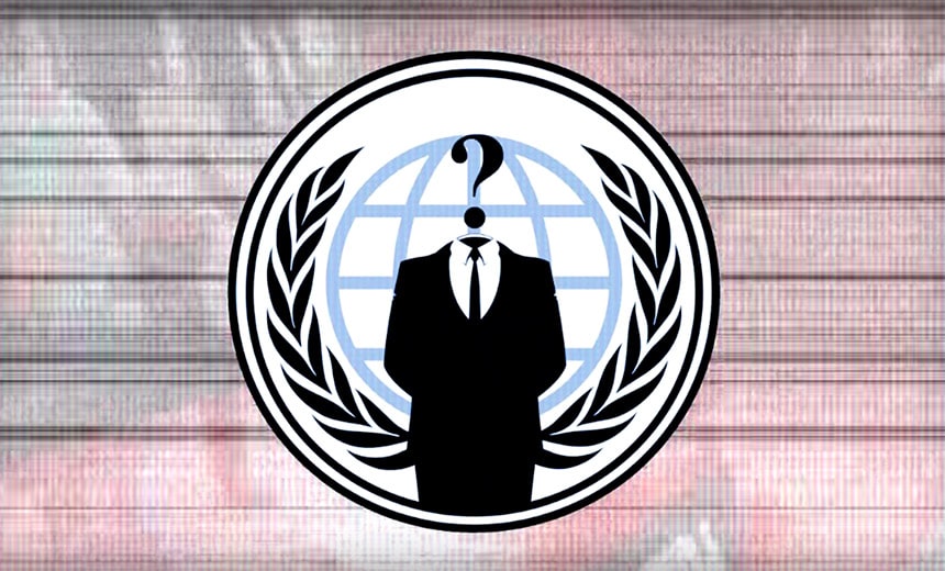 Anonymous logo on digital screen background