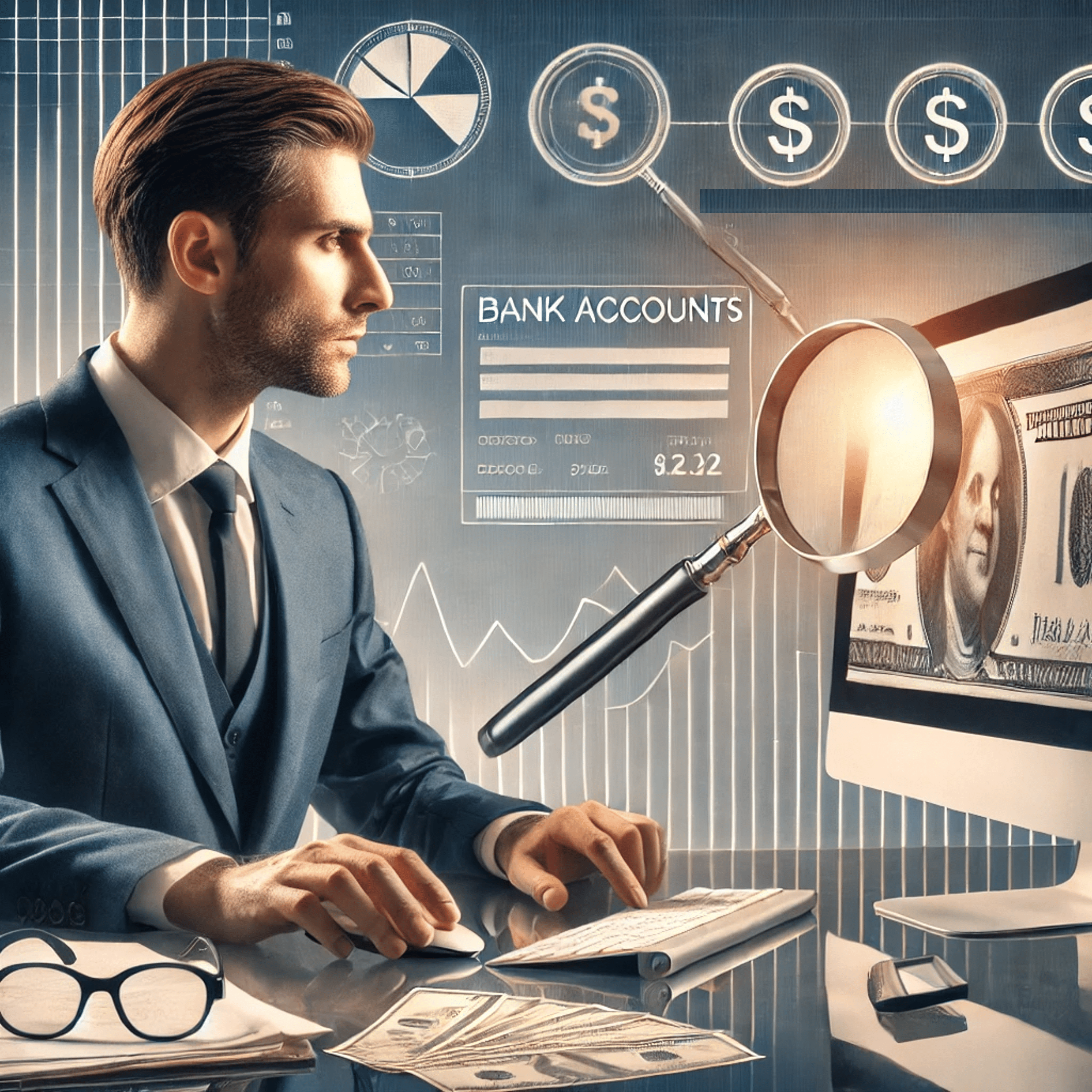 Businessman analyzing financial data on computer