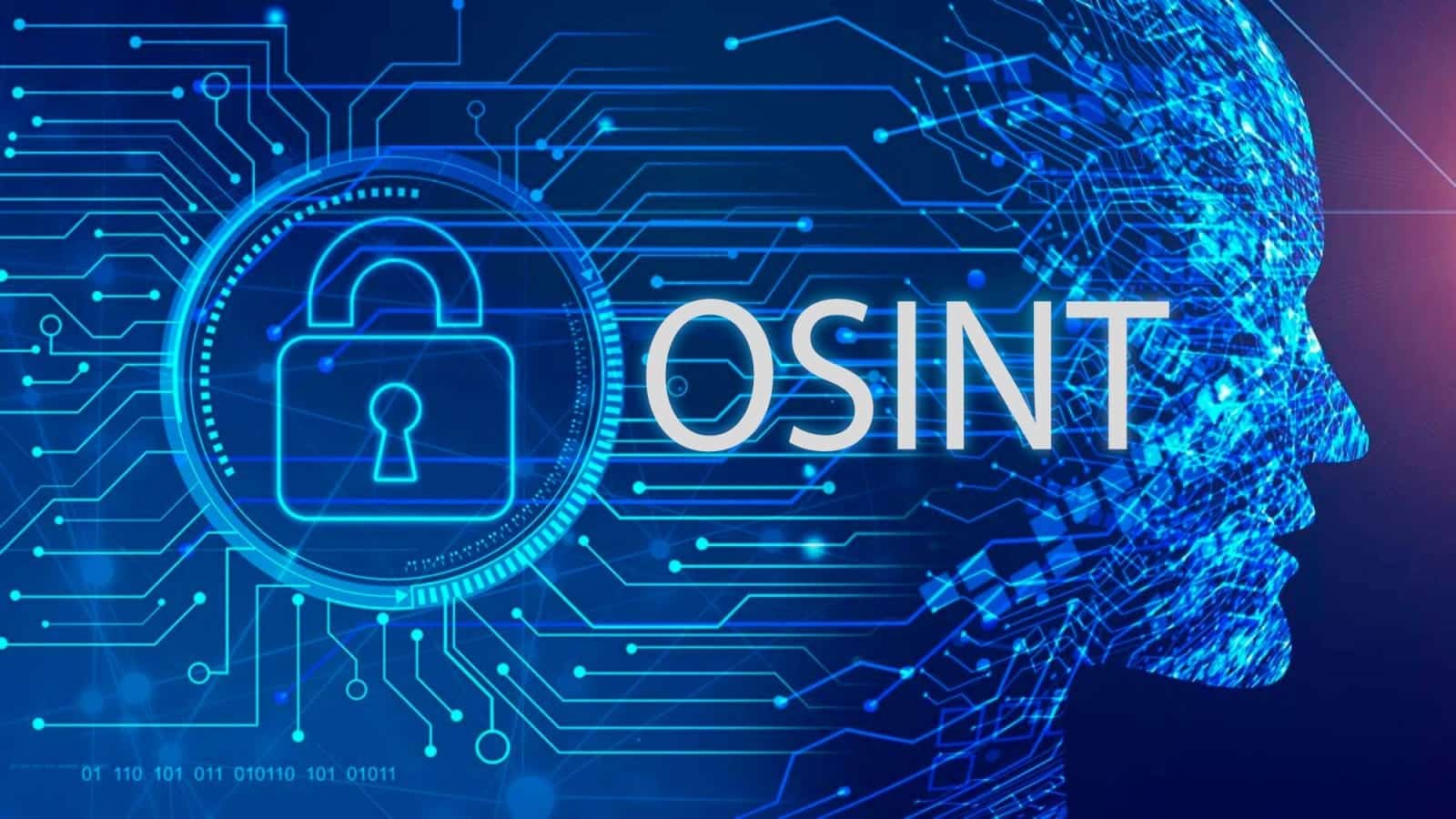 Digital security concept with OSINT and lock icon