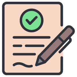 Document with pen and checkmark icon