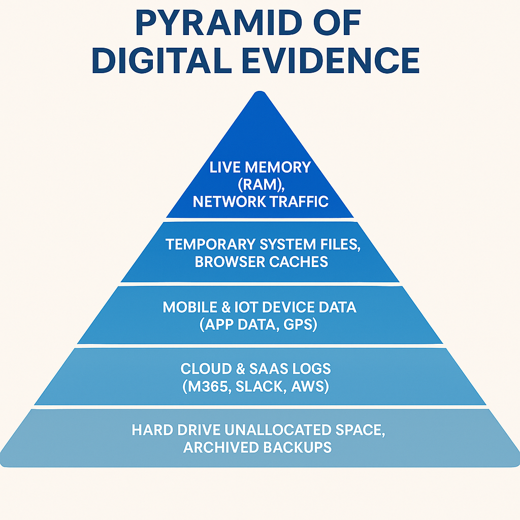 Pyramid of digital evidence hierarchy.